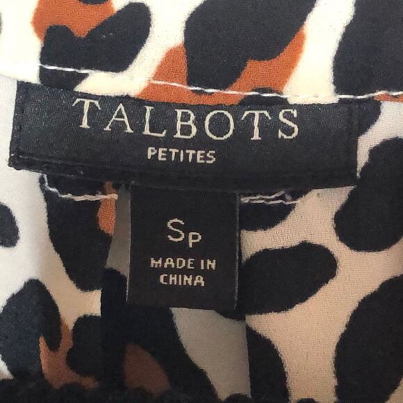 Talbots Slouchy Leopard Print Blouse Small Petite Brown Black Cream Multicolor - Picture 9 of 12